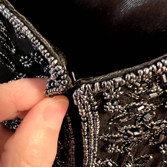 Scala, Womens Silk Beaded Black Formal Evening Jacket, Large - Picture 9 of 15